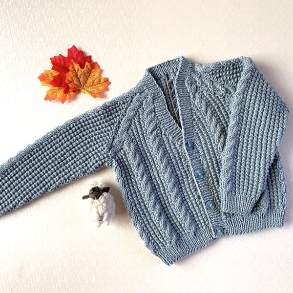 Hand Knit Baby Merino Wool Cardigan: Breathable, Natural and Sustainable Yarn