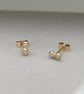 Handmade 9ct yellow gold tiny double nugget diamond stud earrings - Image 2