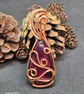 Dyed labradorite pendant hand wrapped in copper wire - Image 8