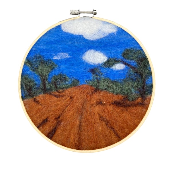 Needle felted hoop art - The Outback