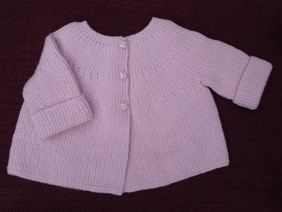 Baby Pink Swing Jacket For 3-9 Months With Spotty Buttons (R342)