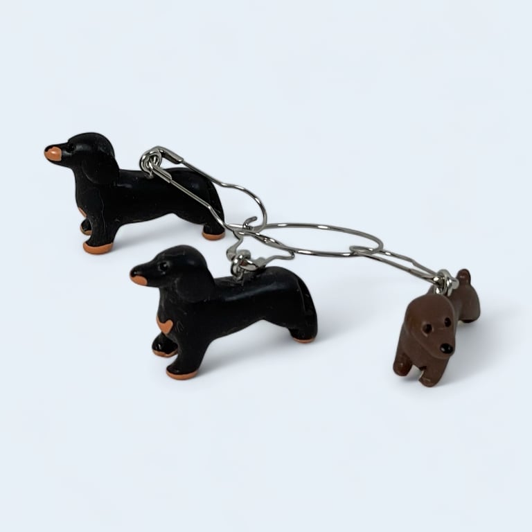 Daschund stitch markers, dog progress charms, knitting markers, lace 
