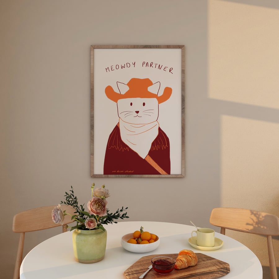 Meowdy Partner Print Poster