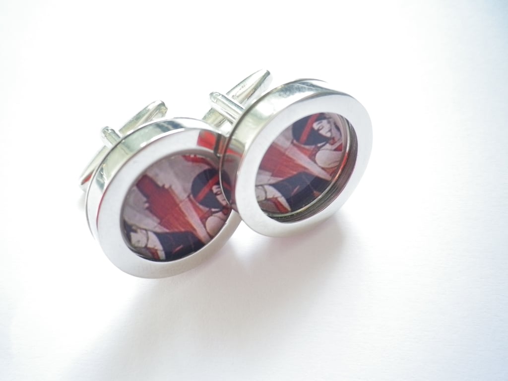 1920s Art Deco couple cufflinks, free shipping, gift wrapped, great image, 1234