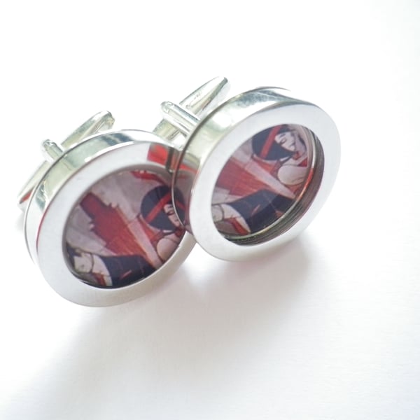1920s Art Deco couple cufflinks, free shipping, gift wrapped, great image, 1234