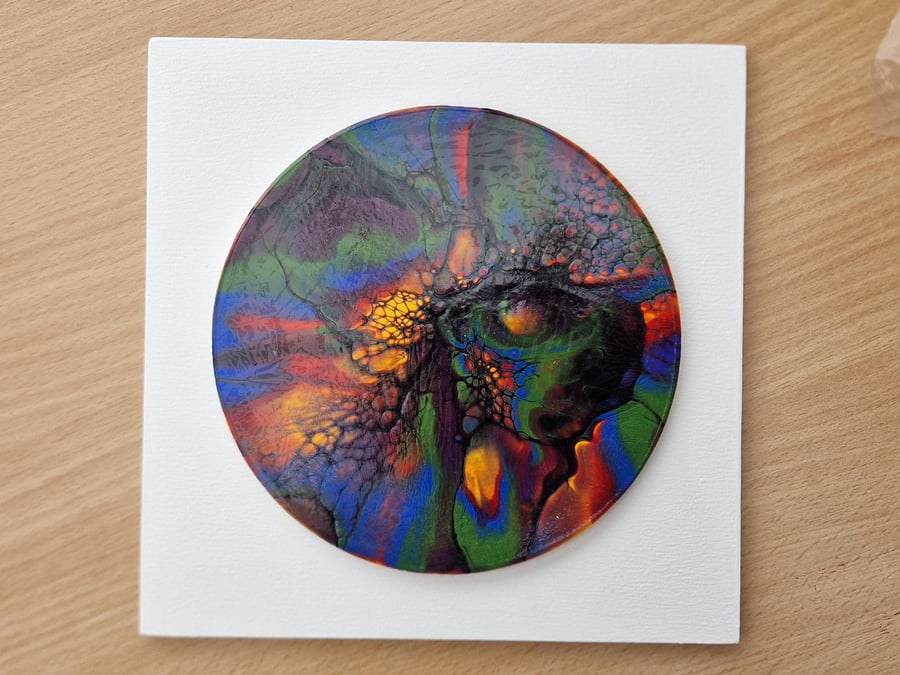 18.8cm x 18.8cm acrylic pour painting wall plaque