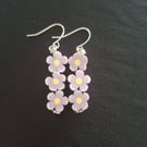 Handmade Purple Flower Earrings 