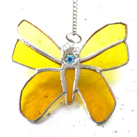 Butterfly Stained Glass Suncatcher Yellow