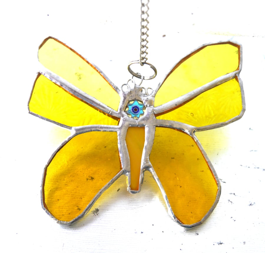 Butterfly Stained Glass Suncatcher Yellow
