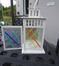 Small Fused Glass White Metal Lantern