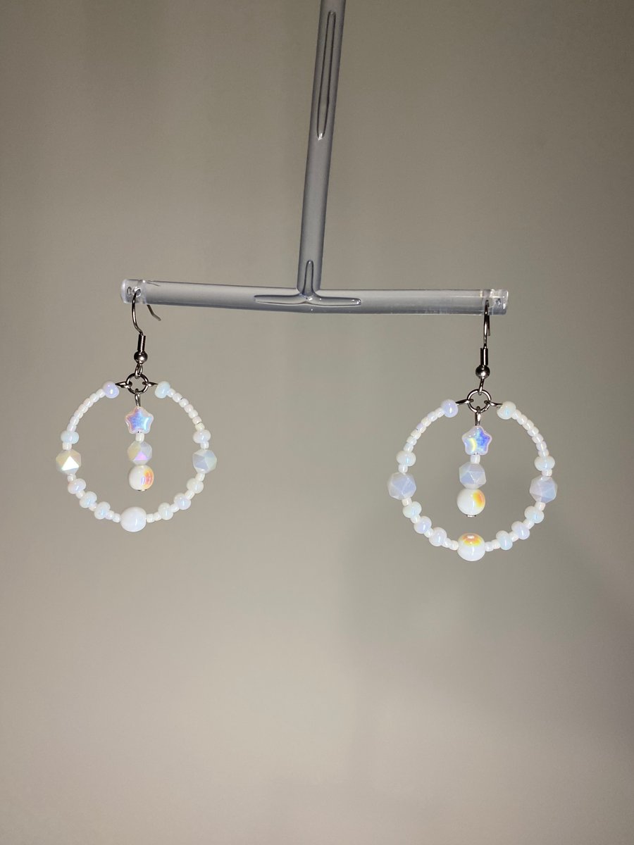 Alba - White Iridescent Earrings  