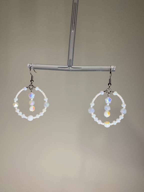 Alba - White Iridescent Earrings  