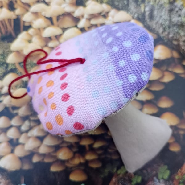 Fabric toadstool, hanging decoration 