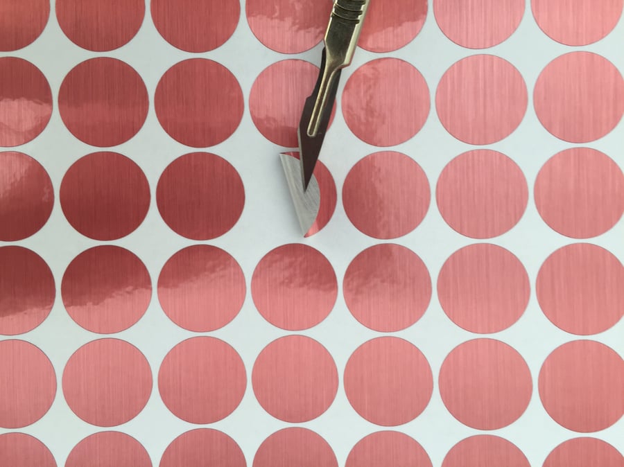 60 ROSE GOLD polka dots spots vinyl wall art stickers decals brushed metal decor