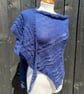 Feather Light Soft Navy Blue Merino Handknitted Lace Shawl Wrap Scarf - Image 4
