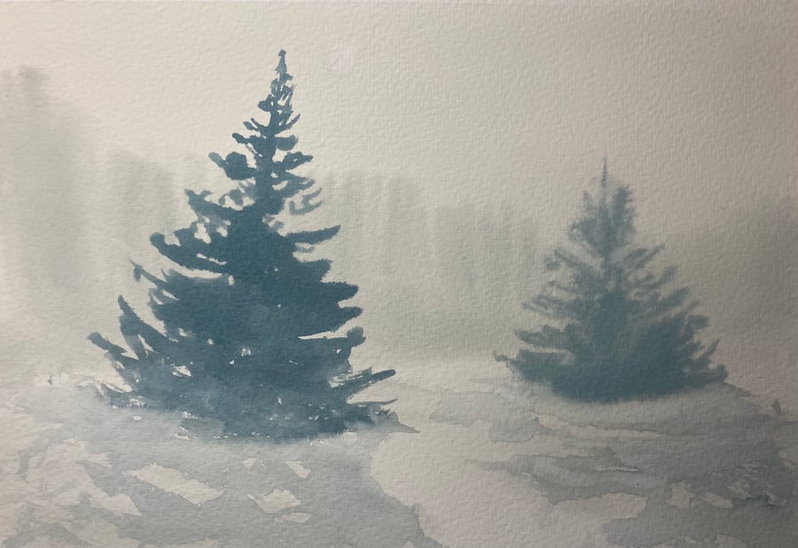 Christmas magic (Original Watercolour painting) original art, wall art