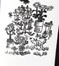 Little Dog Trotting Around the Garden - lino print - Image 3