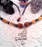 Skull & Crossbones Pendant on a Purple Bead and Skull Bead Necklace, Halloween - Image 8