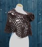 Natural undyed black Jacob wool crochet wrap - design SB188 - Image 2