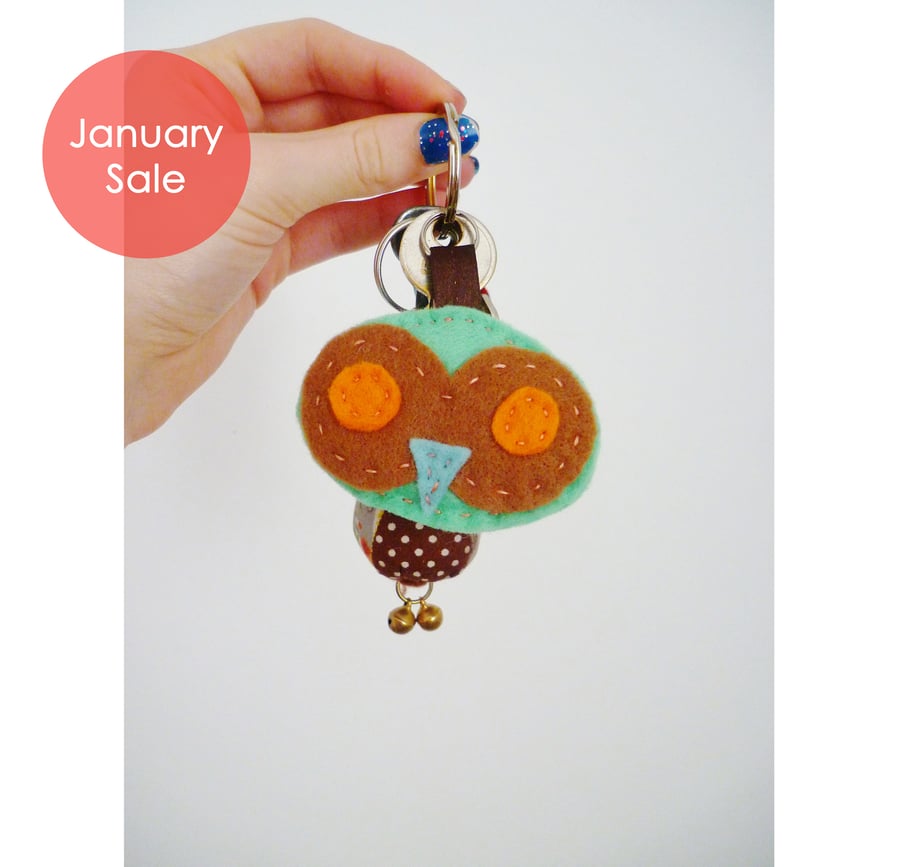 Sale - Free Postage - Felt Owl Keyrings