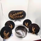 Black and Gold Resin Trinket Tray And Coasters Set: Handmade Elegant Coffee Serv