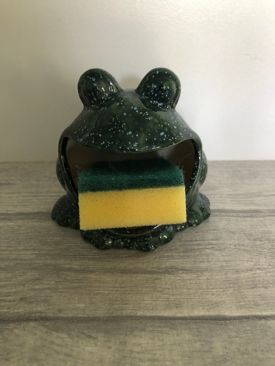 Frog sponge holder, kitchen decor, scrubby holder, soap holder housewarming gift