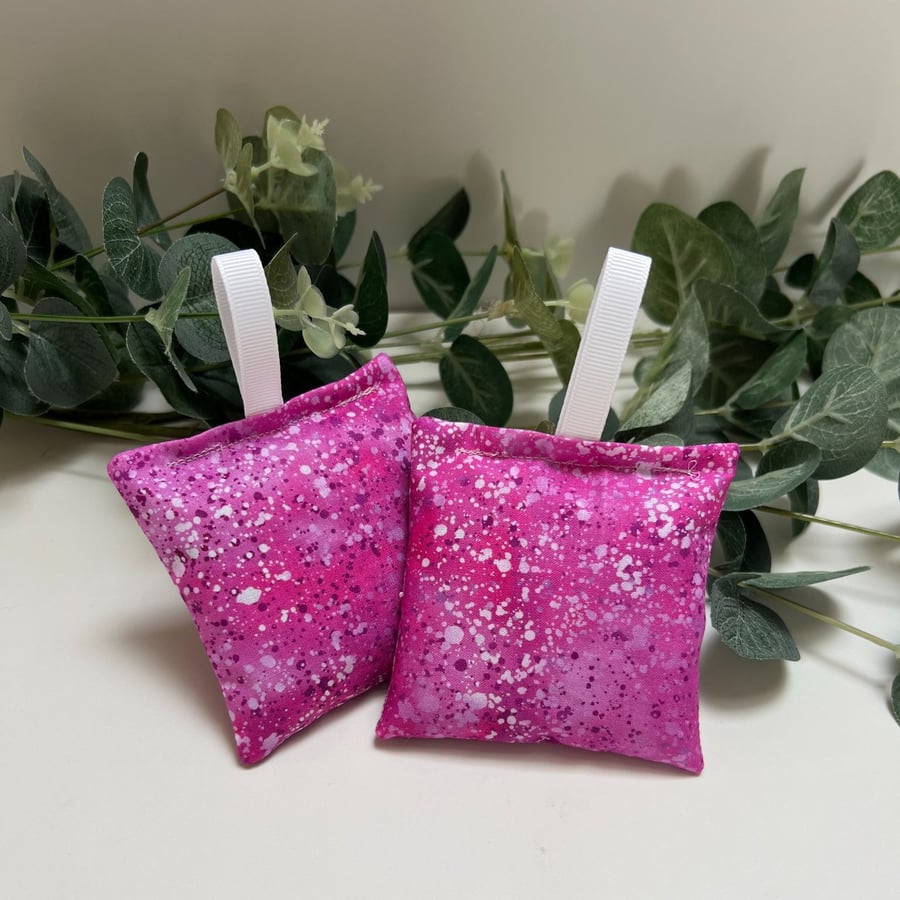 Set of 2 Lavender Sachets: Pink Marble Fabric, New Home, Sleep Pillows
