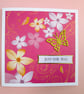 Fuchsia pink floral butterfly card for any occasion 
