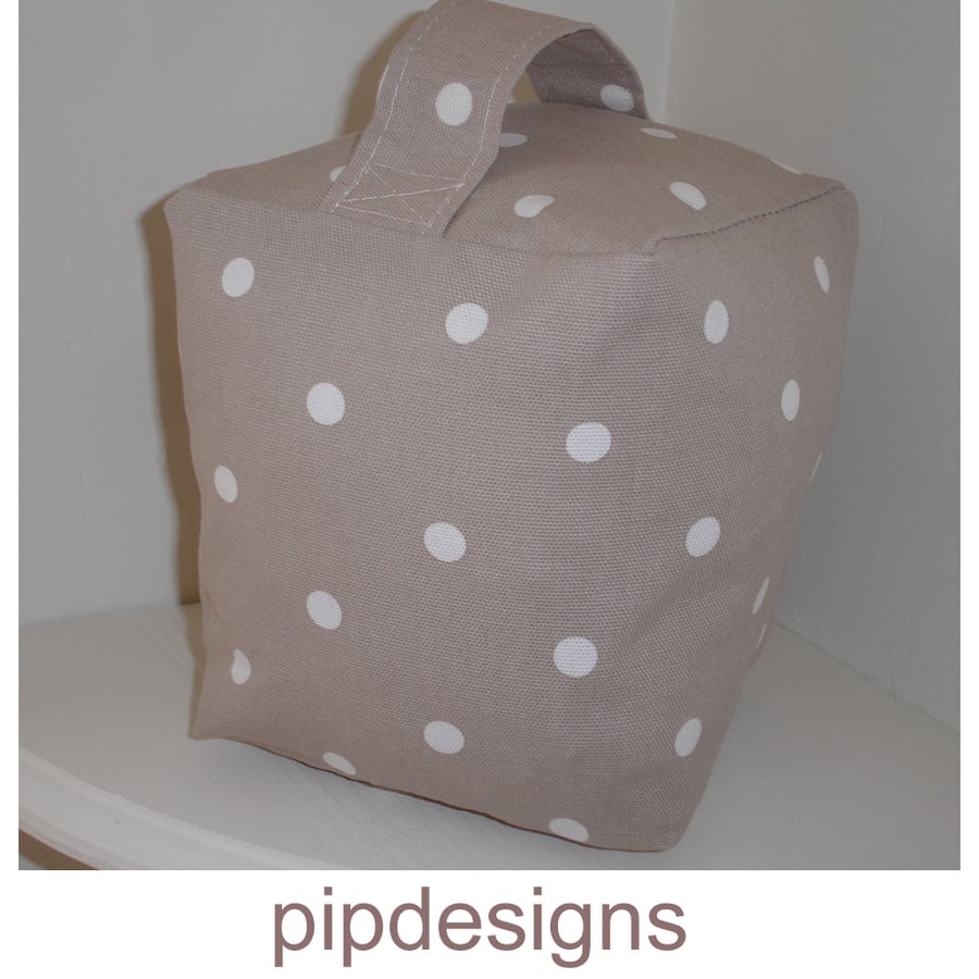 Door Stop Beige Brown and White Polka Dot Spots Unfilled
