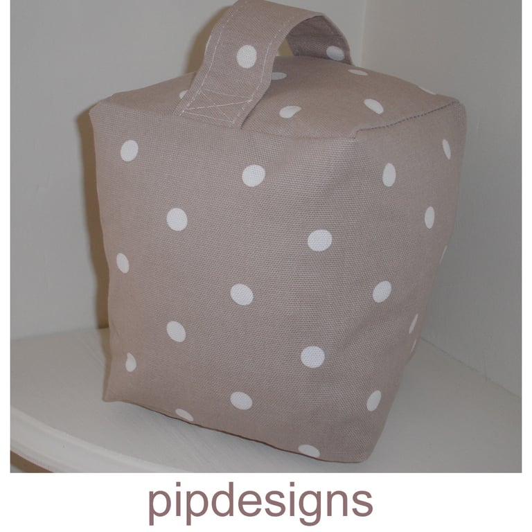 Door Stop Beige Brown and White Polka Dot Spots Unfilled