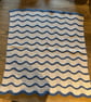 Baby cotton cot blanket in white and blue