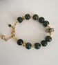 Green chunky gemstone  bracelet, woodland jasper & marcasite  - Image 6