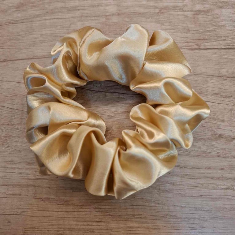Handmade gold satin scrunchie 