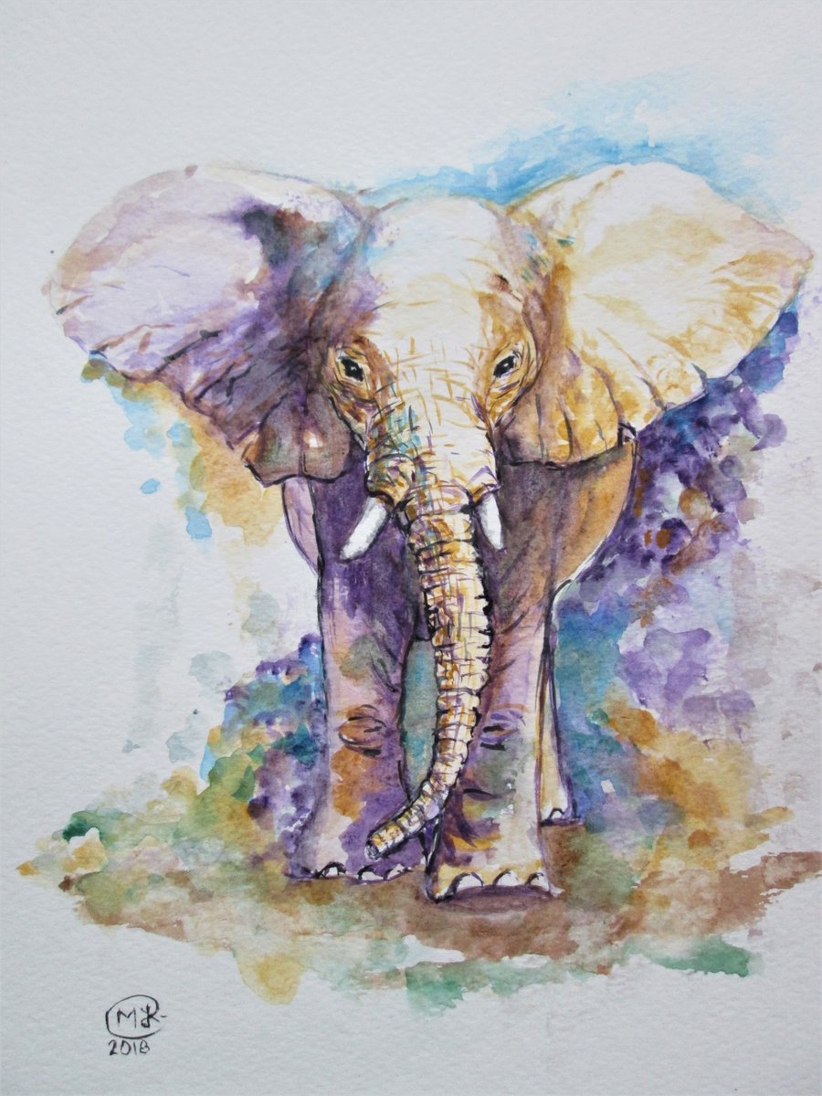 Majestic Elephant original watercolour painting