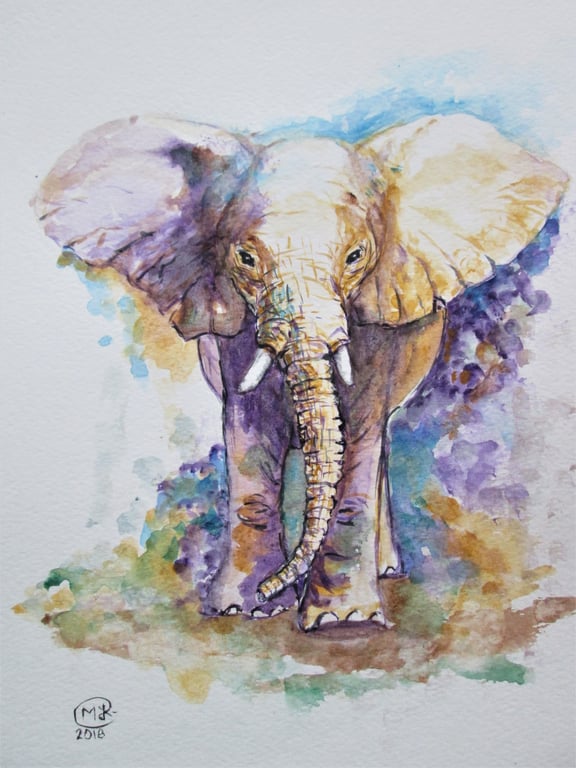 Majestic Elephant original watercolour painting