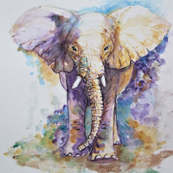 Majestic Elephant original watercolour painting