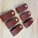 Faux Leather Drawer Pulls, Classic Brown Cabinet Knobs, Scandi Style (Set of 6)