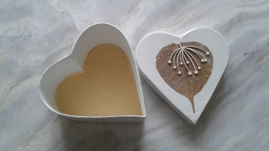 Decoupage Heart Leaf Trinket Storage Gift Box