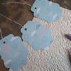3x large gift tags - pink and blue rain clouds