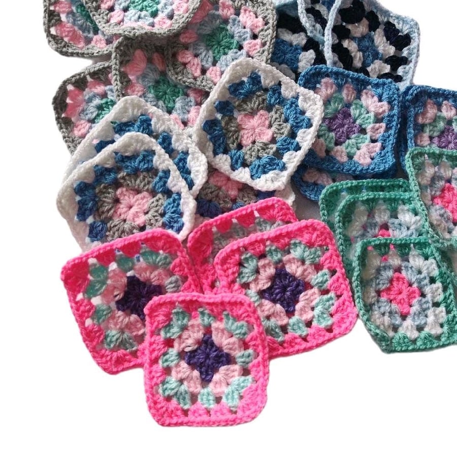 Handmade Pastel Granny Squares Whispering Meadows Crochet Motifs