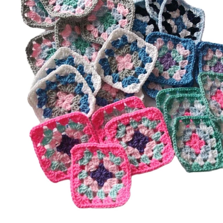 Handmade Pastel Granny Squares Whispering Meadows Crochet Motifs