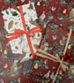 Pack of 2  Christmas Wrapping Paper Season's Tweetings on Burgundy - Image 4