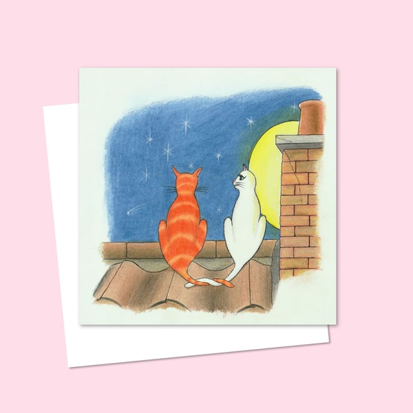 Romantic Cats Greeting Card: Birthday, Anniversary or Valentines Card