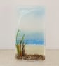 Fused glass mini seascape panel, seaside beach scene 2