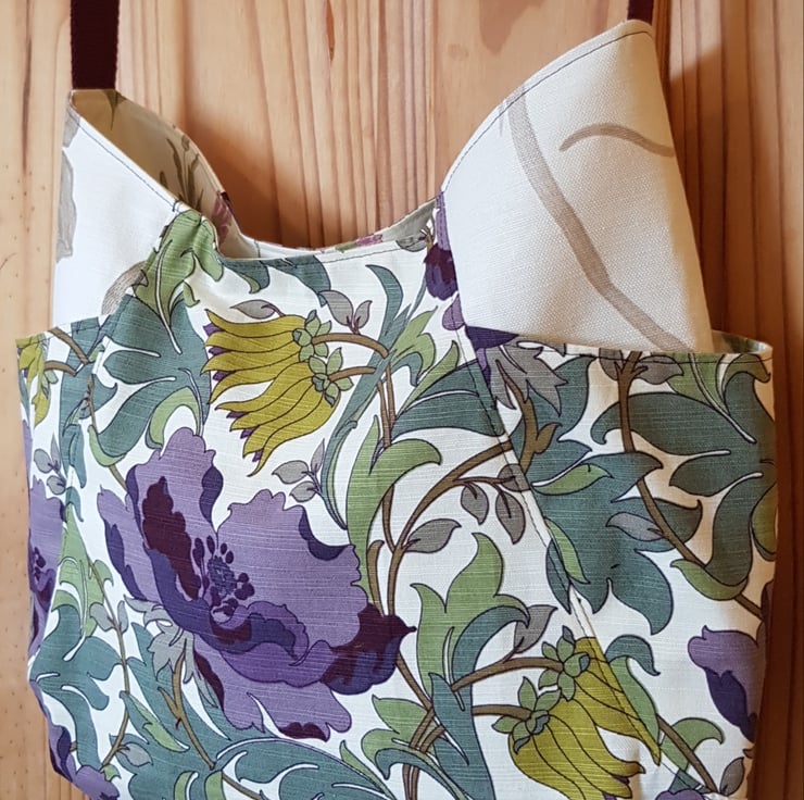 Large tote bag with side pockets: purple poppie... - Folksy