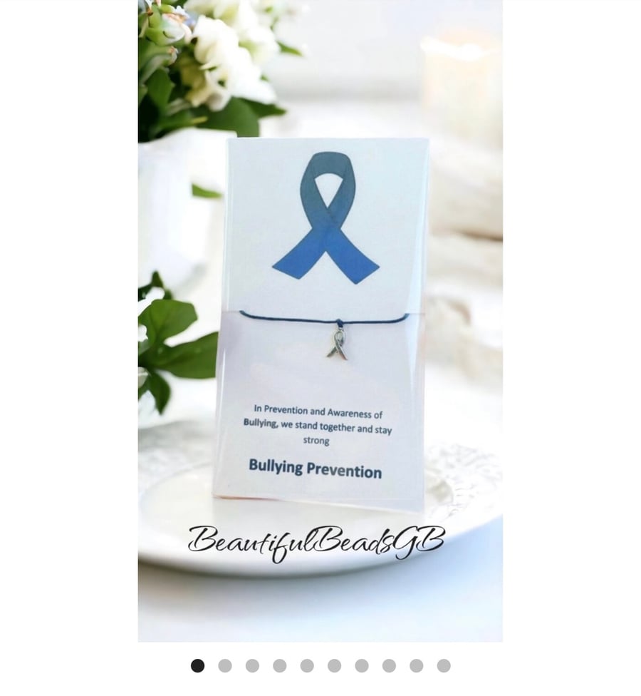 Bullying prevention wish bracelet blur ribbon charm wish bracelet 