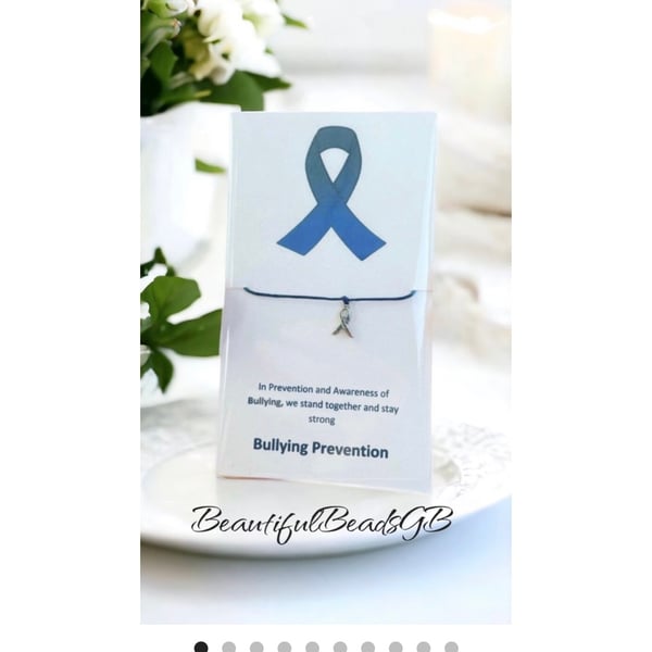 Bullying prevention wish bracelet blur ribbon charm wish bracelet 