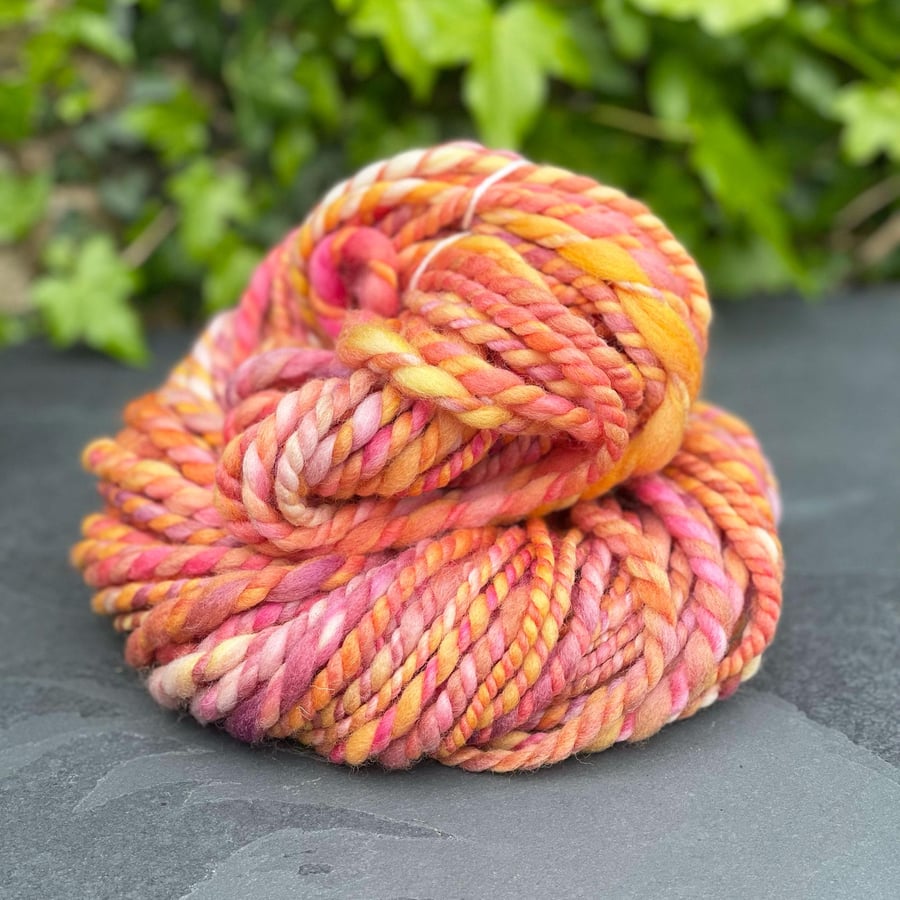 Handspun Merino Yarn, Chunky Hand Dyed Yarn for Knitting or Weaving