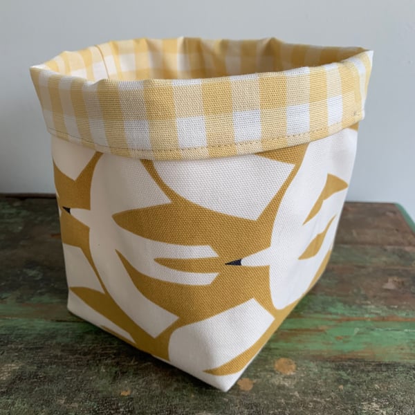 Scion Pajaro cotton and yellow gingham reversible storage basket