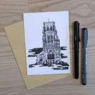 Hand Painted Ink Illustration Black - Durham Cathedral 